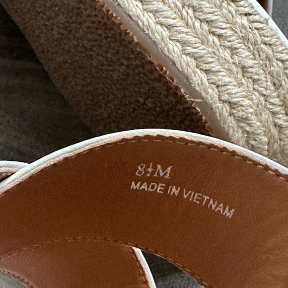 New $100 Lisa Vicky Leather Nordstrom Gemi Espadrille Wedge Sandal Sz 8.5 White - Picture 10 of 12